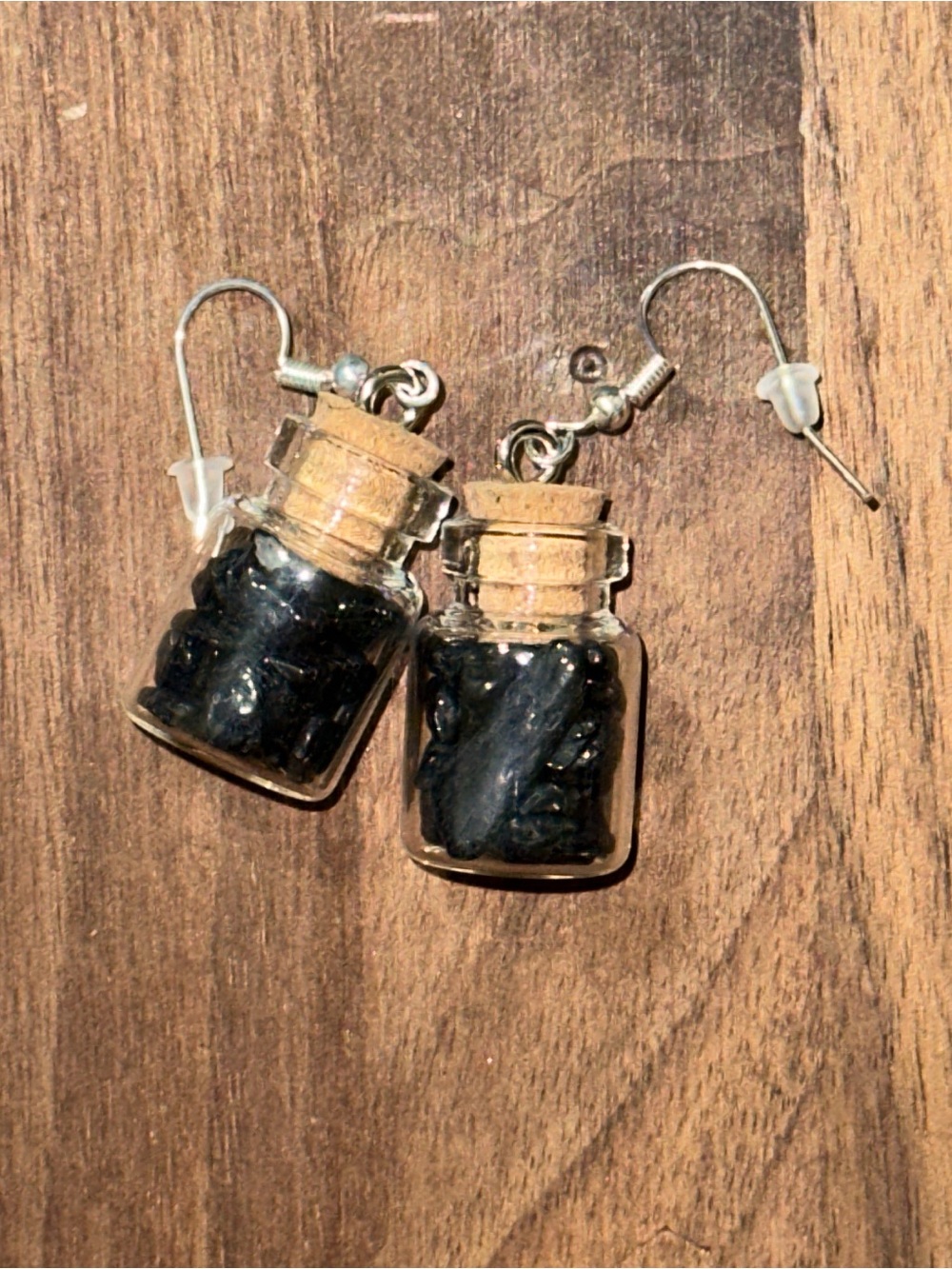 Handmade Black Tourmaline Crystal Spell Jar Earrings - Picture 3 of 3